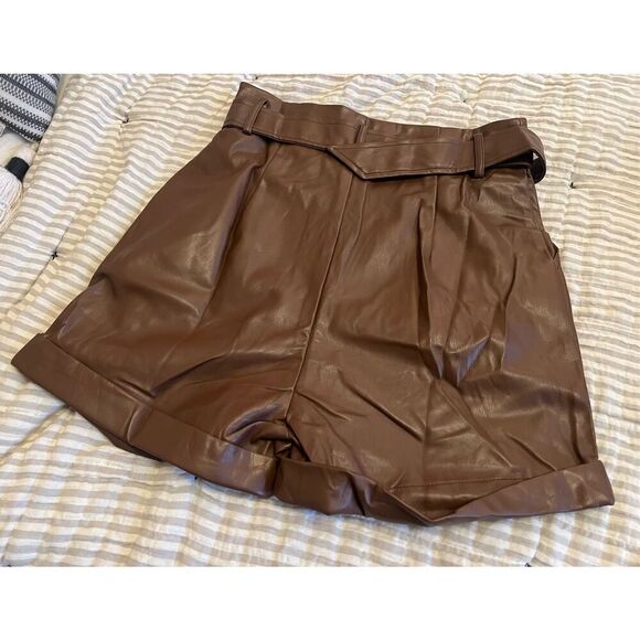 LULUS VEGAN LEATHER SHORTS - Picture 5 of 12